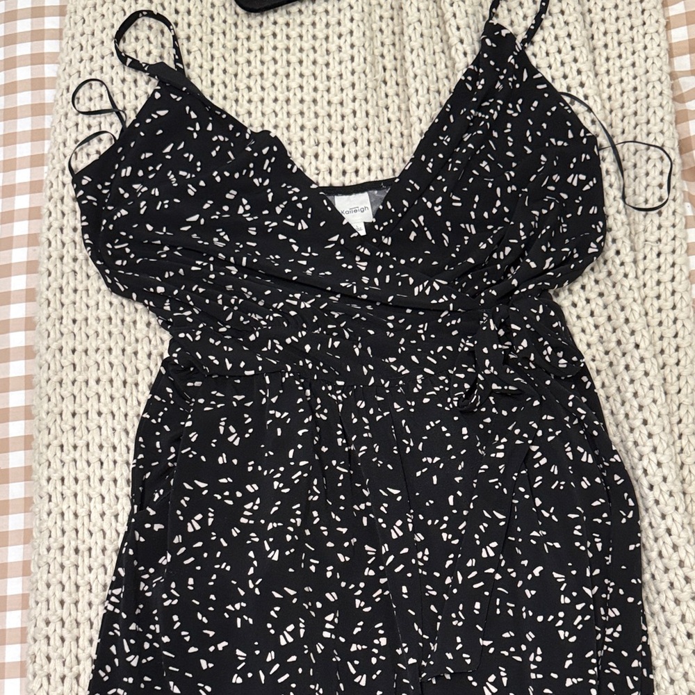 Kaleigh Women's Black and White Patterned Jumpsuit